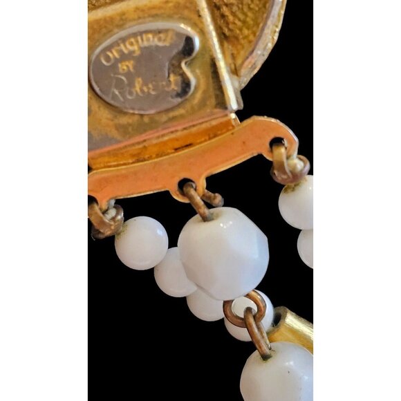 STUNNING 1950'S ORIGINAL by ROBERT Multistrand BEAD WHITE GOLD  20" NECKLACE - Picture 7 of 14